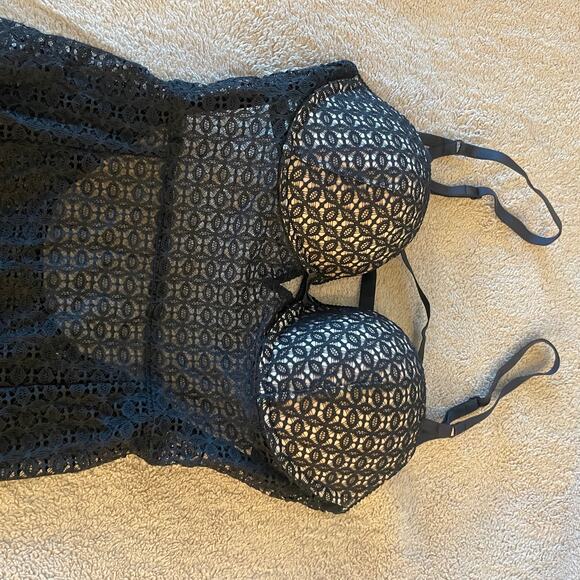 Victoria Secret Lace Corset bustier garter straps sz 36C padded bra allover lace - Picture 8 of 16